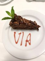 Dessert with VIA spelled on plate
